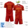 Custom Red Gold Lightning Electric Veins Sublimation Soccer Uniform Jersey