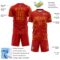 Custom Red Gold Lightning Electric Veins Sublimation Soccer Uniform Jersey