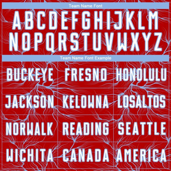 Custom Red White-Light Blue Lightning Electric Veins Sublimation Soccer Uniform Jersey