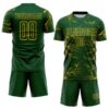 Custom Green Gold Lightning Electric Veins Sublimation Soccer Uniform Jersey