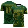Custom Green Gold Lightning Electric Veins Sublimation Soccer Uniform Jersey