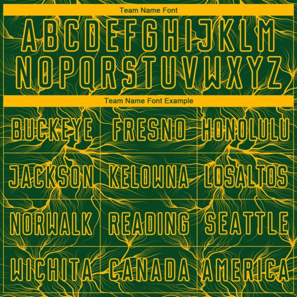 Custom Green Gold Lightning Electric Veins Sublimation Soccer Uniform Jersey