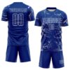 Custom Royal White Lightning Electric Veins Sublimation Soccer Uniform Jersey