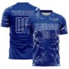 Custom Royal White Lightning Electric Veins Sublimation Soccer Uniform Jersey