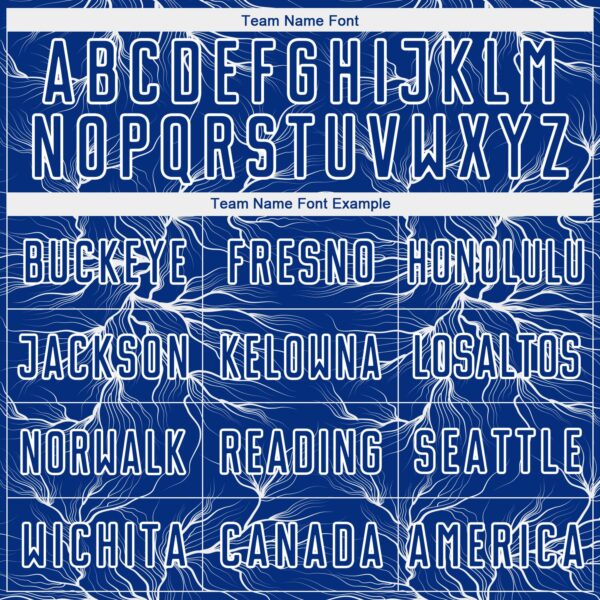 Custom Royal White Lightning Electric Veins Sublimation Soccer Uniform Jersey