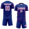 Custom Royal White-Pink Lightning Electric Veins Sublimation Soccer Uniform Jersey