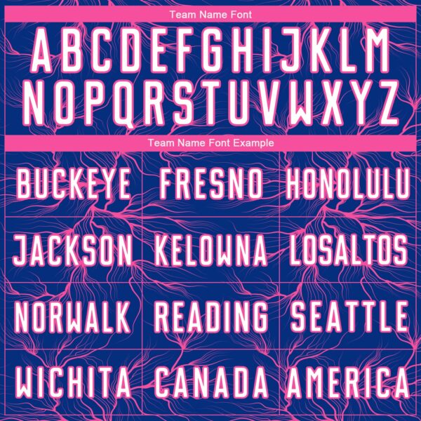 Custom Royal White-Pink Lightning Electric Veins Sublimation Soccer Uniform Jersey