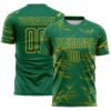 Soccer6524 Custom Kelly Green Gold Lightning Electric Veins Sublimation Soccer Uniform Jersey