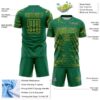 Custom Kelly Green Gold Lightning Electric Veins Sublimation Soccer Uniform Jersey