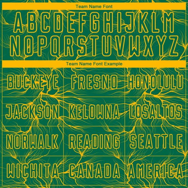 Custom Kelly Green Gold Lightning Electric Veins Sublimation Soccer Uniform Jersey