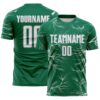 Custom Kelly Green White-Gray Lightning Electric Veins Sublimation Soccer Uniform Jersey