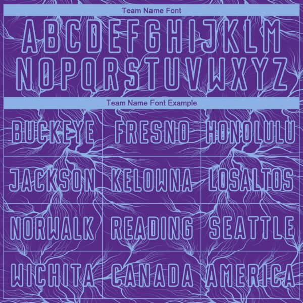 Custom Purple Light Blue Lightning Electric Veins Sublimation Soccer Uniform Jersey