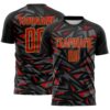 Custom Black Red Old Gold-Steel Gray Cyber Mecha E-sport Geometric Shards Spike Sublimation Soccer Uniform Jersey