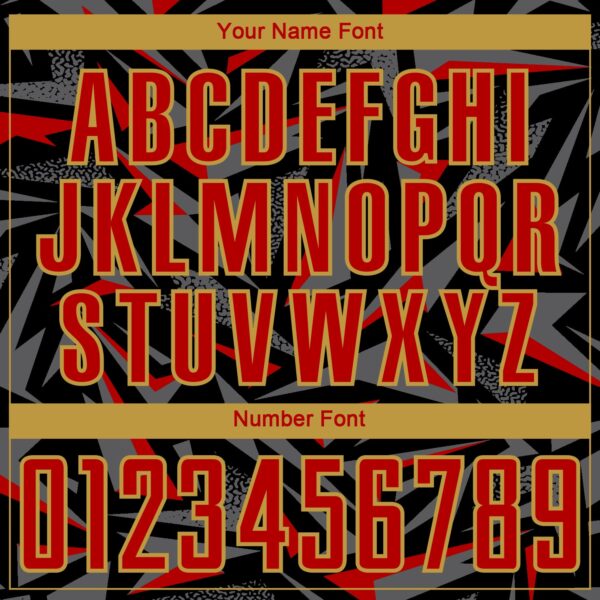 Custom Black Red Old Gold-Steel Gray Cyber Mecha E-sport Geometric Shards Spike Sublimation Soccer Uniform Jersey