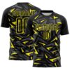 Custom Black Light Yellow-Steel Gray Cyber Mecha E-sport Geometric Shards Spike Sublimation Soccer Uniform Jersey