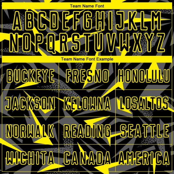 Custom Black Light Yellow-Steel Gray Cyber Mecha E-sport Geometric Shards Spike Sublimation Soccer Uniform Jersey