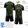 Custom Black Neon Green-Steel Gray Cyber Mecha E-sport Geometric Shards Spike Sublimation Soccer Uniform Jersey