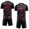 Custom Black Pink-Steel Gray Cyber Mecha E-sport Geometric Shards Spike Sublimation Soccer Uniform Jersey