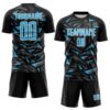 Custom Black Sky Blue Steel Gray-White Cyber Mecha E-sport Geometric Shards Spike Sublimation Soccer Uniform Jersey