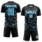 Custom Black Sky Blue Steel Gray-White Cyber Mecha E-sport Geometric Shards Spike Sublimation Soccer Uniform Jersey
