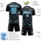 Custom Black Sky Blue Steel Gray-White Cyber Mecha E-sport Geometric Shards Spike Sublimation Soccer Uniform Jersey