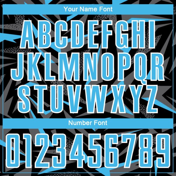 Custom Black Sky Blue Steel Gray-White Cyber Mecha E-sport Geometric Shards Spike Sublimation Soccer Uniform Jersey