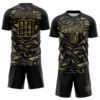 Custom Black Old Gold-Steel Gray Cyber Mecha E-sport Geometric Shards Spike Sublimation Soccer Uniform Jersey
