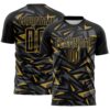 Custom Black Old Gold-Steel Gray Cyber Mecha E-sport Geometric Shards Spike Sublimation Soccer Uniform Jersey
