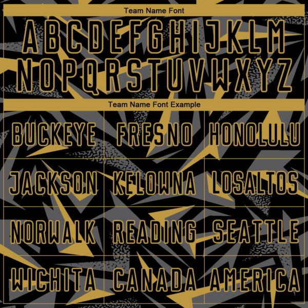 Custom Black Old Gold-Steel Gray Cyber Mecha E-sport Geometric Shards Spike Sublimation Soccer Uniform Jersey