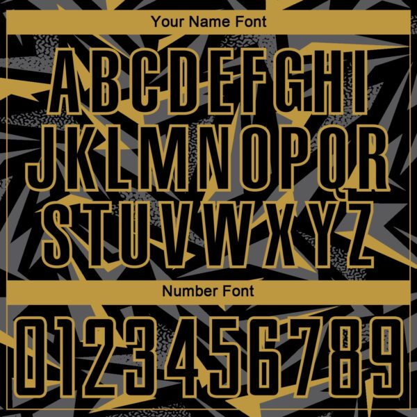 Custom Black Old Gold-Steel Gray Cyber Mecha E-sport Geometric Shards Spike Sublimation Soccer Uniform Jersey