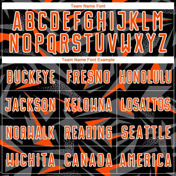 Custom Black Orange Steel Gray-White Cyber Mecha E-sport Geometric Shards Spike Sublimation Soccer Uniform Jersey