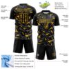 Custom Black Gold-Steel Gray Cyber Mecha E-sport Geometric Shards Spike Sublimation Soccer Uniform Jersey