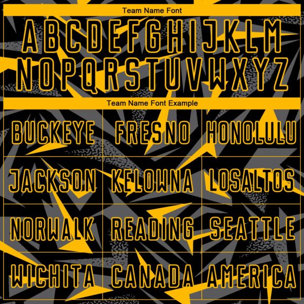 Custom Black Gold-Steel Gray Cyber Mecha E-sport Geometric Shards Spike Sublimation Soccer Uniform Jersey