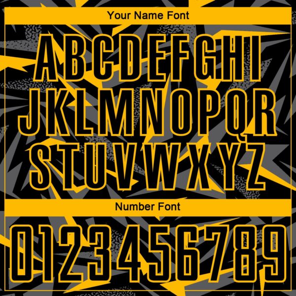 Custom Black Gold-Steel Gray Cyber Mecha E-sport Geometric Shards Spike Sublimation Soccer Uniform Jersey