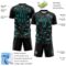 Custom Black Aqua-Steel Gray Cyber Mecha E-sport Geometric Shards Spike Sublimation Soccer Uniform Jersey