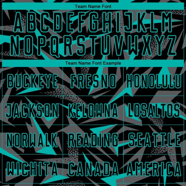 Custom Black Aqua-Steel Gray Cyber Mecha E-sport Geometric Shards Spike Sublimation Soccer Uniform Jersey