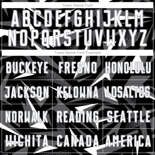 Custom Black White Steel Gray-Gray Cyber Mecha E-sport Geometric Shards Spike Sublimation Soccer Uniform Jersey