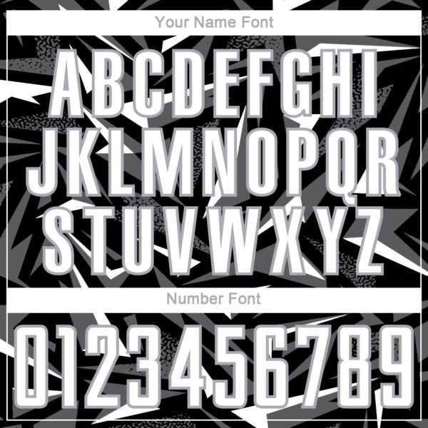 Custom Black White Steel Gray-Gray Cyber Mecha E-sport Geometric Shards Spike Sublimation Soccer Uniform Jersey