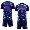 Custom Navy Thunder Blue Pink-White Cyber Mecha E-sport Geometric Shards Spike Sublimation Soccer Uniform Jersey