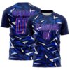Custom Navy Thunder Blue Pink-White Cyber Mecha E-sport Geometric Shards Spike Sublimation Soccer Uniform Jersey