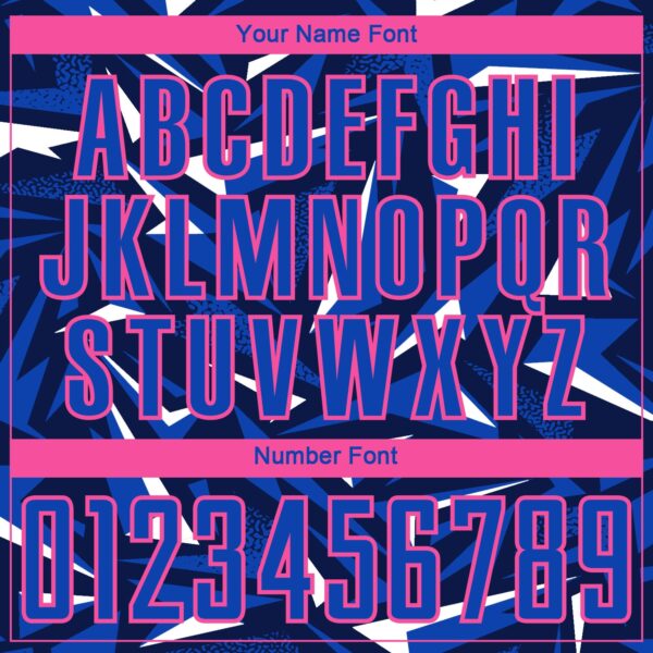 Custom Navy Thunder Blue Pink-White Cyber Mecha E-sport Geometric Shards Spike Sublimation Soccer Uniform Jersey