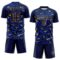Custom Navy Old Gold-Thunder Blue Cyber Mecha E-sport Geometric Shards Spike Sublimation Soccer Uniform Jersey