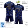 Custom Navy Old Gold-Thunder Blue Cyber Mecha E-sport Geometric Shards Spike Sublimation Soccer Uniform Jersey