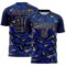 Custom Navy Old Gold-Thunder Blue Cyber Mecha E-sport Geometric Shards Spike Sublimation Soccer Uniform Jersey
