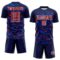 Custom Navy Red Thunder Blue-White Cyber Mecha E-sport Geometric Shards Spike Sublimation Soccer Uniform Jersey