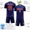 Custom Navy Red Thunder Blue-White Cyber Mecha E-sport Geometric Shards Spike Sublimation Soccer Uniform Jersey