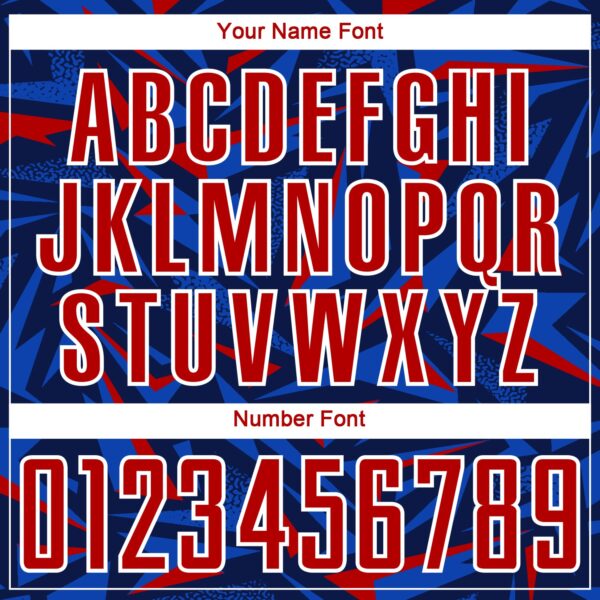 Custom Navy Red Thunder Blue-White Cyber Mecha E-sport Geometric Shards Spike Sublimation Soccer Uniform Jersey