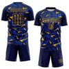 Custom Navy Gold-Thunder Blue Cyber Mecha E-sport Geometric Shards Spike Sublimation Soccer Uniform Jersey