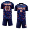 Custom Navy White Orange-Thunder Blue Cyber Mecha E-sport Geometric Shards Spike Sublimation Soccer Uniform Jersey