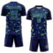 Custom Navy Thunder Blue-Neon Green Cyber Mecha E-sport Geometric Shards Spike Sublimation Soccer Uniform Jersey